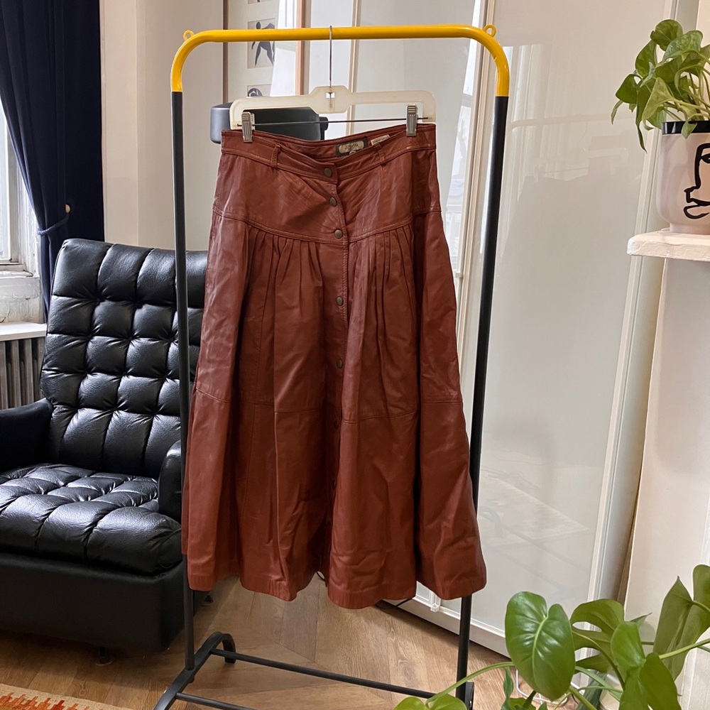 Vintage Brown Leather Skirt